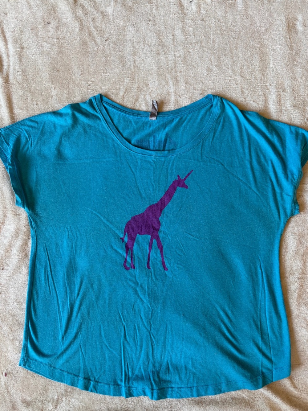 SheJumps Next Level Apparel Teal Short-Sleeve Tee with Purple Girafficorn